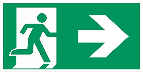 Aufkleber Fluchtweg - Notausgang mit Pfeil - 250 x 125 mm (nach rechts) von 4-prints