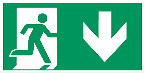 Aufkleber Fluchtweg - Notausgang mit Pfeil - 250 x 125 mm (nach unten) von 4-prints