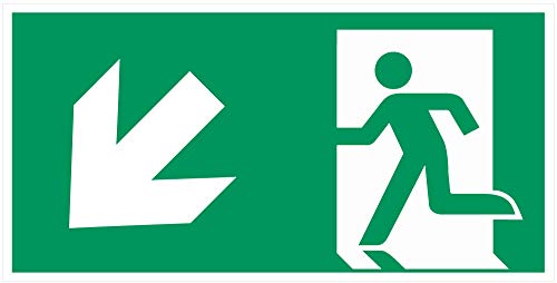 Aufkleber Fluchtweg - Notausgang mit Pfeil - 250 x 125 mm (nach unten links) von 4-prints
