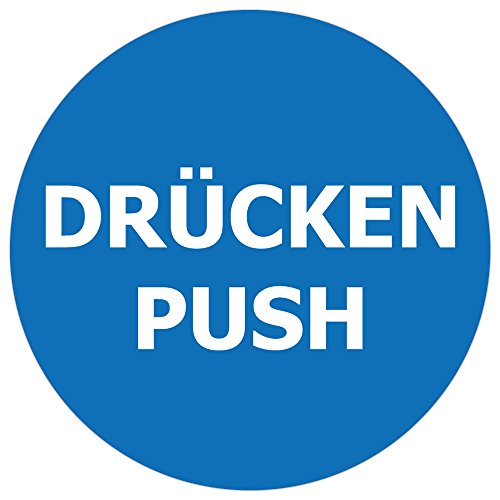 Vinylaufkleber ZIEHEN/DRÜCKEN - rund 10 cm (DRÜCKEN/BLAU) von 4-prints