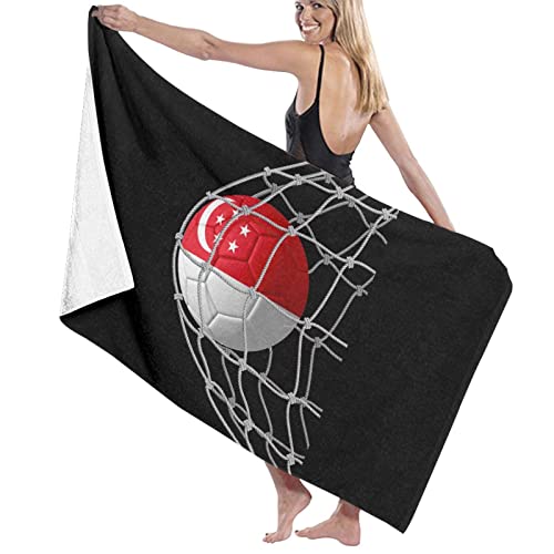 403 Strandtuch Fußball-Fußballtor Singapur-Flagge Velours Badetuch Weich Badehandtuch Tragbares Sandfreiem Handtuch Für Yoga Sauna Badezimmer von 403