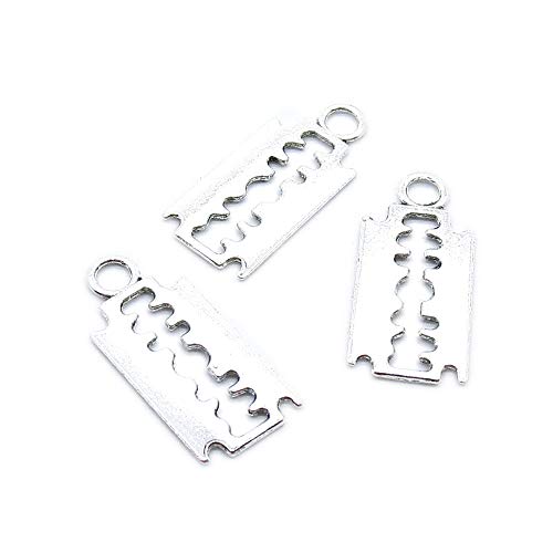 80 Stück Antik Silber Ton Schmuck Charms Handwerk Handwerk Perlen Zubehör GZ1S3N Rasierklinge von 4044 Charms