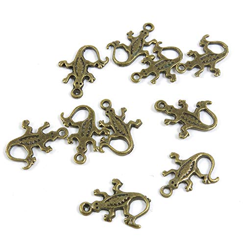 Schmuck-Charms W5OB4U Gecko Eidechse, Antik-Bronzefarben antique bronze von 4044 Charms