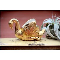 Vintage Blumenvase Weeping 22K Gold Schwan - Mid Century Mcm Decor | 1960Er Jahre Vase Hochzeit Herzstück Golden Goose Blumentopf #l20 von 407LSTREET