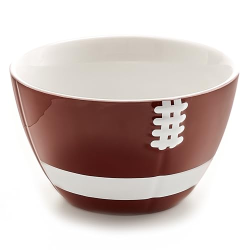 40YARDS American Football Müslischale/Schüssel/Snackschale aus Keramik (900 ml) in Form eines halben Footballs mit erhabener, fühlbarer Naht von 40YARDS