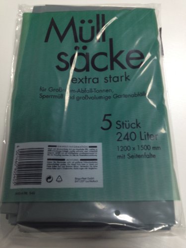 5 STÜCK ABFALLSÄCKE MÜLLBEUTEL 240L MÜLLSÄCKE EXTRA STARK MÜLLSACK ABFALL GRAU 5 STÜCK ABFALLSÄCKE MÜLLBEUTEL 240L MÜLLSÄCKE EXTRA STARK MÜLLSACK ABFALL GRAU von Unbekannt