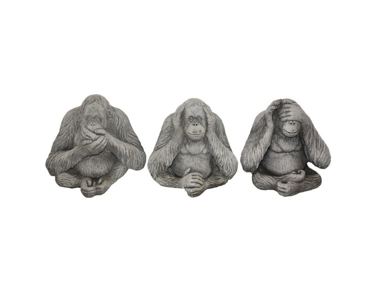 440s Gartenfigur 440s Die-Drei-Affen Orang-Utan-Set Antiksteinguss H ca. 23 cm, (Set) von 440s
