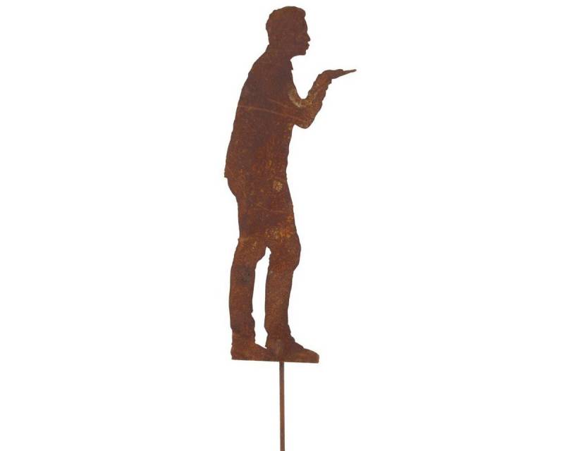 440s Gartenfigur 440s Rost Figur Jan mit Kuss-Hand auf Stab, (Stück) von 440s