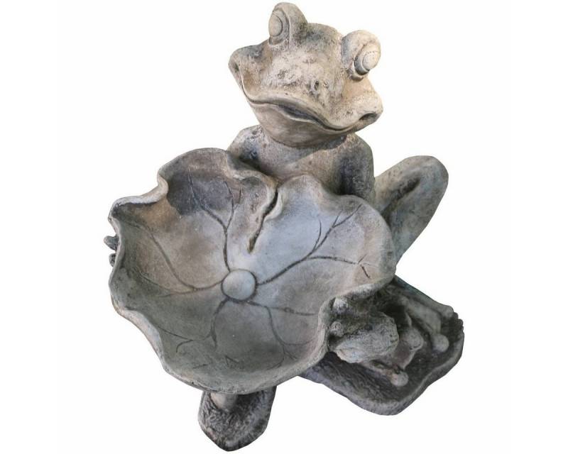440s Gartenfigur 440s Vogel-Tränke freundlicher Frosch Antiksteinguss H ca. 23 cm, (Stück) von 440s