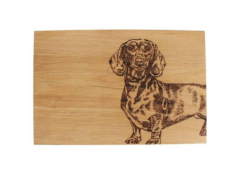440s Schneidebrett Selbrae House Schneidebrett Eichen-Holz Laser-graviert Motiv: Dackel, Holz, (Stück, 1-St), Eichen-Holz graviert von 440s