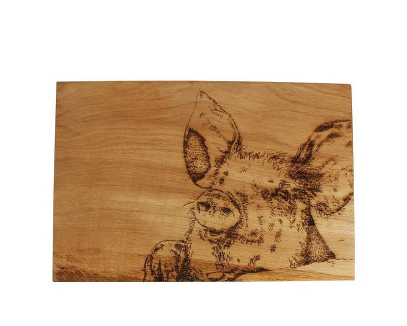 440s Schneidebrett Selbrae House Schneidebrett Eichen-Holz Laser-graviert Schwein, Holz, (Stück, 1-St), Eichen-Holz graviert von 440s
