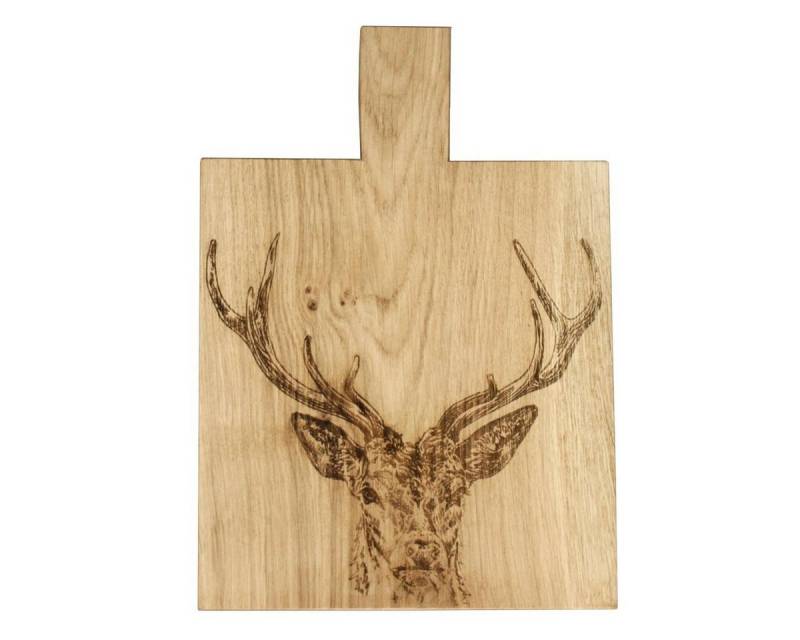 440s Schneidebrett Selbrae House Schneidebrett + Griff Eiche Laser-graviert Hirsch, Holz, (Stück, 1-St), Eichen-Holz graviert von 440s