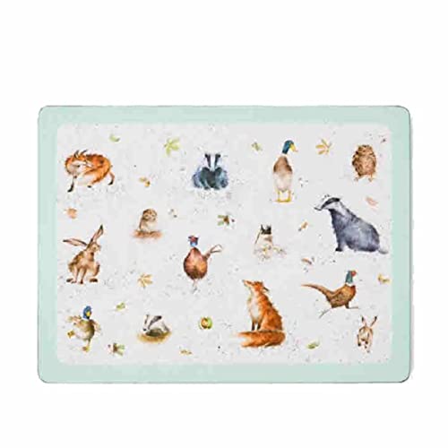 440s Wrendale Designs 4-teiliges Tisch-Set Country-Side Tiere MDF Kork dekoratives abwischbares Untersetzer Platz-Set mit Motiven von der britischen Künstlerin Hannah Dale als Geschenk von 440s