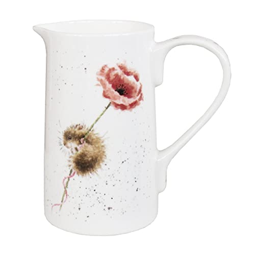 Wrendale Designs Porzellan-Kanne Maus ca.1130ml Krug mit Motiven von der britischen Künstlerin Hannah Dale für Tee Kaffee Milch Blumen Vase als Geschenk von 440s