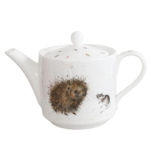 440s Wrendale Designs Porzellan Teekanne Igel und Maus ca 600ml Royal Worcester mit Motiven von der britischen Künstlerin Hannah Dale für Tee Kaffee Milch als Geschenk von 440s