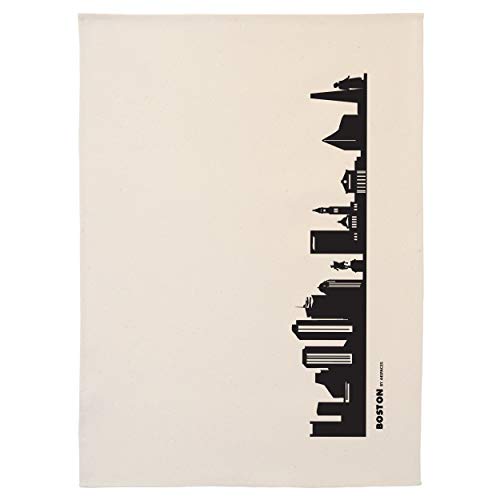 44spaces Boston Skyline Küchentücher Stadt Design schwarz, 50x70 cm - 100% Reine Baumwolle (Bio), Geschirrtücher für Ex-Bostoner & Massachusetts Fans, Geschenkidee Geburtstag Grill-Saison Mitbringsel von 44spaces