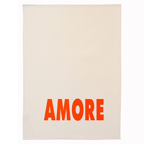 44spaces Geschirrhandtuch Amore in Neon-Orange im 3er Set - 100% hochwertige Bio Baumwolle - weich und saugfähig - Ideal für die Küche oder als Geschenk - 50 x 70 cm von 44spaces