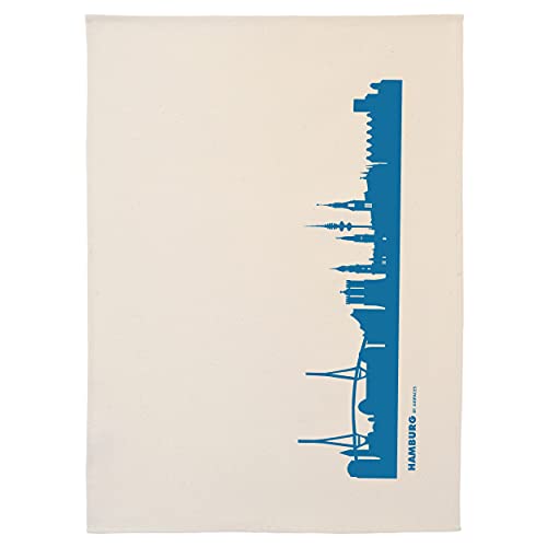 44spaces Hamburg Küchentücher City Skyline Design blau, 50x70 cm Reine Baumwolle (Bio) von 44spaces