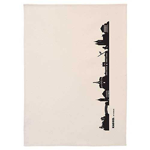 44spaces Kassel Skyline Küchentücher Stadt Design schwarz, 50x70 cm - 100% Reine Baumwolle (Bio), Geschirrtücher für Ex-Kassler & Documenta Fans, Geschenkidee Geburtstag Grill-Saison Mitbringsel von 44spaces