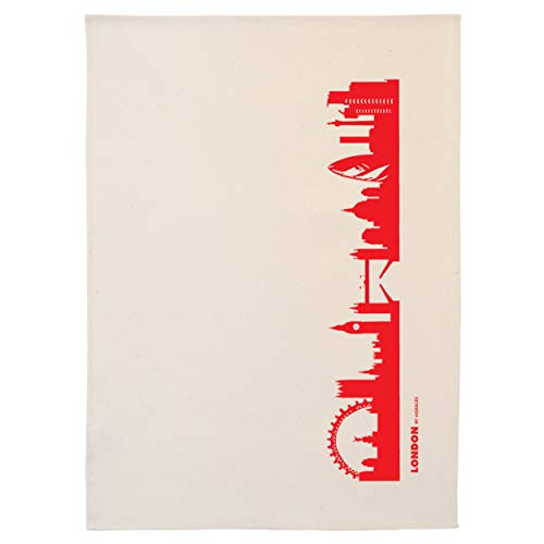 44spaces London Skyline Küchentücher Stadt Design rot, 50x70 cm Reine Baumwolle (Bio), Geschirrtücher für Londoner & UK Fans, Geschenkidee Geburtstag Grill-Saison Garten-Fest Mitbringsel von 44spaces