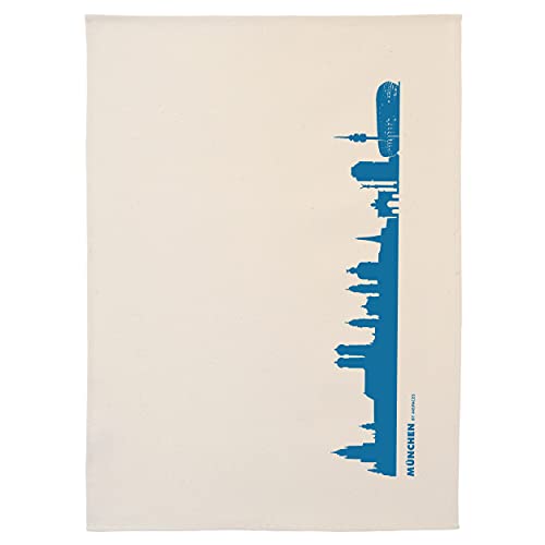 44spaces München Küchentücher Skyline Design blau, Baumwolle Bio 50x70 cm von 44spaces