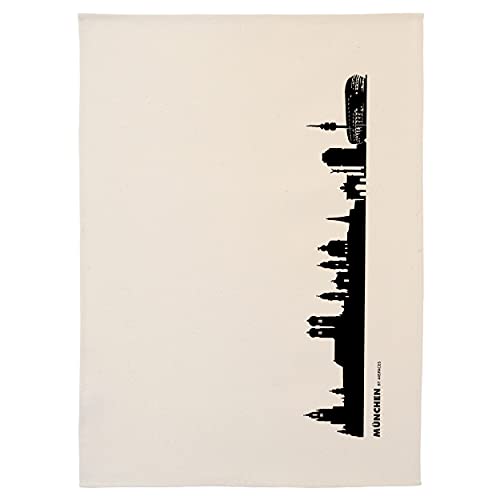 44spaces München Skyline Küchentücher Stadt Design schwarz, 50x70 cm Reine Baumwolle (Bio), Geschirrtücher für Münchner & Fans, Geschenkidee Geburtstag Grill-Saison Garten-Fest Mitbringsel von 44spaces