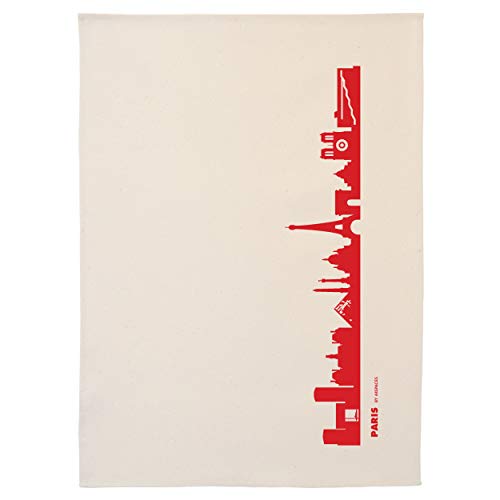 44spaces Paris Skyline Küchentücher Stadt Design rot, 50x70 cm Reine Baumwolle (Bio), Geschirrtücher für Pariser & Frankreich Fans, Geschenkidee Geburtstag Grill-Saison Garten-Fest Mitbringsel von 44spaces