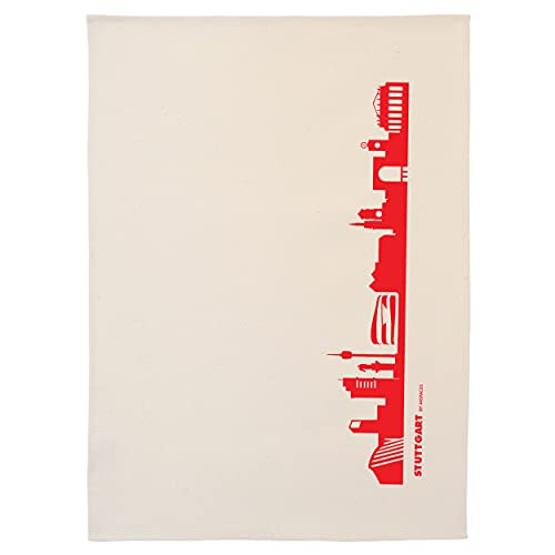 44spaces Stuttgart Skyline Küchentücher Stadt Design rot, 50x70 cm Reine Baumwolle (Bio), Geschirrtücher für Stuttgarter & Schwaben Fans, Geschenkidee Geburtstag Grill-Saison Garten-Fest Mitbringsel von 44spaces