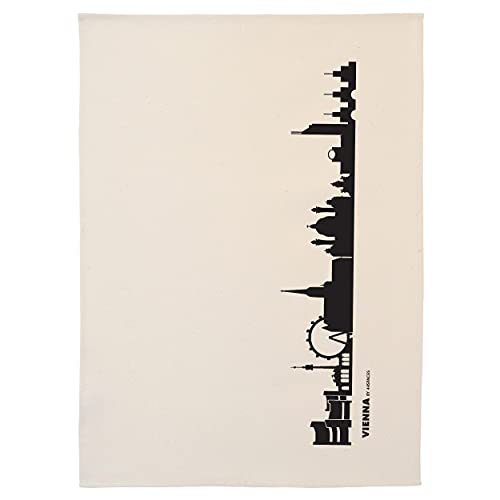 44spaces Wien Skyline Küchentücher Stadt Design schwarz, 50x70 cm Reine Baumwolle (Bio), Geschirrtücher für Wiener & Wien Fans, Geschenkidee Geburtstag Grill-Saison Garten-Fest Mitbringsel von 44spaces