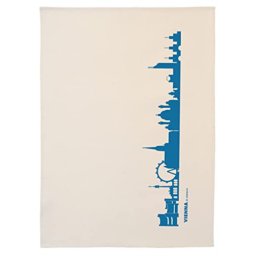 44spaces Wien Skyline Küchentücher Stadt Design blau, 50x70 cm Reine Baumwolle (Bio), Geschirrtücher für Wiener & Wien Fans, Geschenkidee Geburtstag Grill-Saison Garten-Fest Mitbringsel von 44spaces