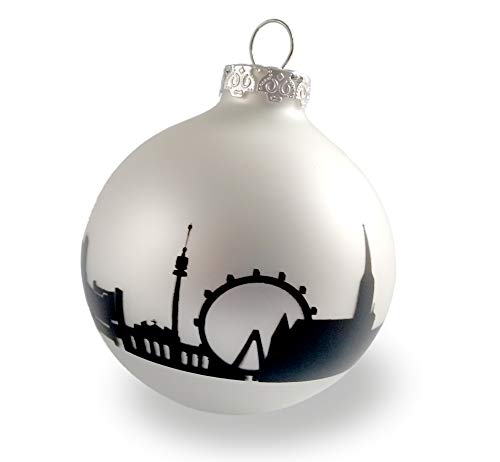 44spaces Wien Weihnachtskugel 8cm Silber matt Skyline schwarz, Wienkugel aus Glas, Christbaumkugel Weihnachtsbaumschmuck Ornament Baumschmuck zum Anhängen von 44spaces
