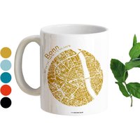 Bonn Stadtplan Kaffeetasse, Henkelbecher Als Geschenk, Kaffeebecher Geschenktasse Sammeltasse Geschenk Souvenir - 8 Farben, 30+ Städte von 44spaces
