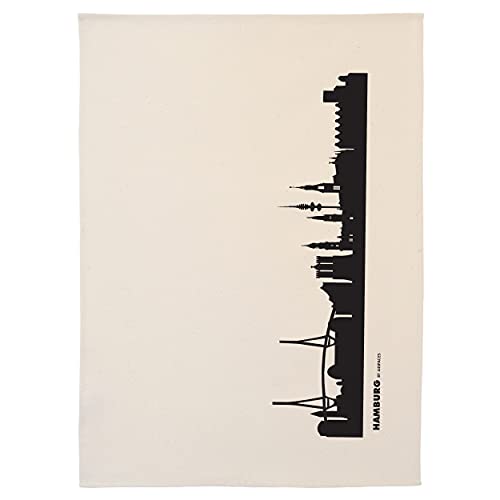 44spaces Hamburg Skyline Küchentücher Stadt Design schwarz, 50x70 cm Reine Baumwolle (Bio), Geschirrtücher für Hamburger & Fans, Geschenkidee Geburtstag Grill-Saison Garten-Fest Mitbringsel von 44spaces