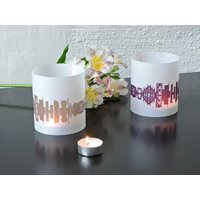 Mailand Lichthülle 2Er Set Für Teelichter, Individuelles Windlicht Tischdekoration Hochzeit Events, Skyline Design Geschenk, Reise Souvenirs von 44spaces