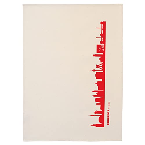 44spaces Ruhrpott Skyline Küchentücher Stadt Design rot, 50x70 cm reine Baumwolle (Bio), Geschirrtücher für Dortmund Essen Ruhrgebiet Fans, Geschenkidee Geburtstag Grill-Saison Garten-Fest Mitbringsel von 44spaces