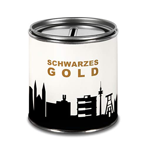 44spaces Spardose Ruhrpott SCHWARZES Gold Geldgeschenke - Witzige Geschenkdose Geld Scheine Schenken Geldgutschein Geld-Verpackung Kohle Trinkgeld Urlaubgeld Hochzeitsgeschenk von 44spaces