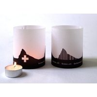 Schweiz Lichthülle 2Er Set Für Teelichter, Individuelles Windlicht Tischdekoration Hochzeit Events, Skyline Design Geschenk, Reise Souvenirs von 44spaces