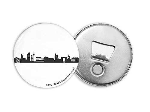 Stuttgart Flaschenöffner Kühlschrankmagnet - Kapselheber Bieröffner, Rund Magnetisch Schwarz von 44spaces