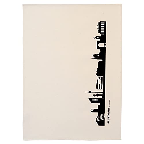 44spaces Stuttgart Skyline Küchentücher Stadt Design schwarz, 50x70 cm reine Baumwolle (Bio), Geschirrtücher für Stuttgarter & Schwaben Fans, Geschenkidee Geburtstag Grill-Saison Garten-Fest Mitbringsel von 44spaces