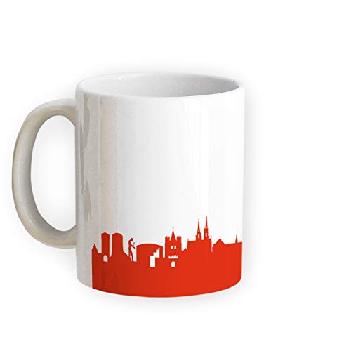 Tasse Basel Skyline - Bürotasse Kaffeebecher Städtetasse 5 Farben für Basler & Fans, Umzug Richtfest Architekt (rot) von 44spaces