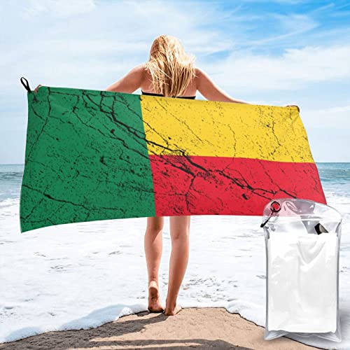 452 Campinghandtuch Flagge Von Benin-Textur-Effekt Strandtuch Sandfreie Badehandtuch Ultra Leicht Velours Badetuch Für Yoga Sauna Outdoor 70x140cm von 452