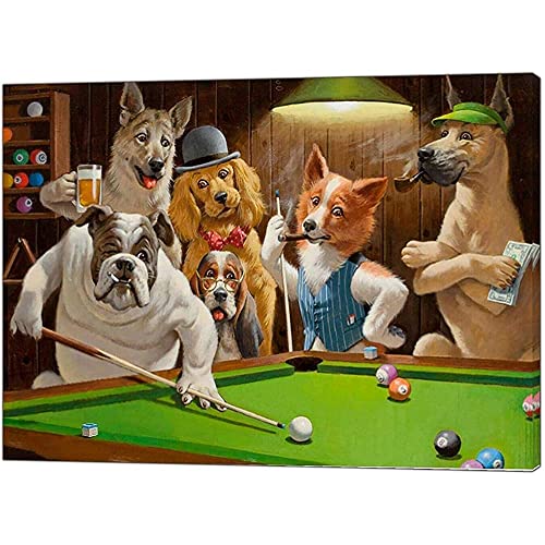 Blechschild Vintage Hund,Hunde Spielen Billard Deko Blechschild Retro Zinnschild Vintage-Dekoration Eisenmalerei Für Küche Bar Garage M von 452