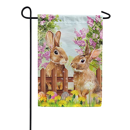 Feiertage Flags Verblassen Beständig Gartenfahne Langlebig Hofflagge Décor Für Outdoor Yard Bauernhof Willkommener Frühlings-Fröhlicher Osterhase - Ostereier-Kaninchen von 452