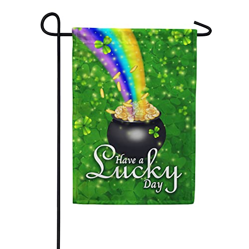 Gartenfahne Wind Und Regenfeste Yard-Flaggen Verblassen Beständig Feiertage Flags Décor St. Patrick'S Day Goldschatz - Lucky Clovers Shamrocks Rainbow St. Patrick'S Day Flag von 452