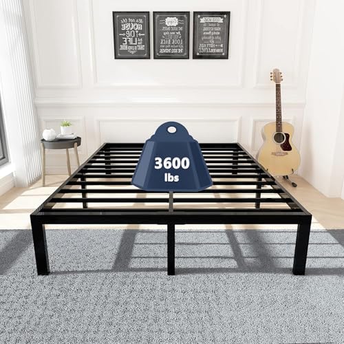45MinST 1587.6 kg Heavy Duty Bed Frame,14 Inch Sturdy Steel Slat Mattress Foundation, Metal Reinforced Platform Boxspring Replacement, Easy Assembly with Quick Lock, Cal King von 45MinST