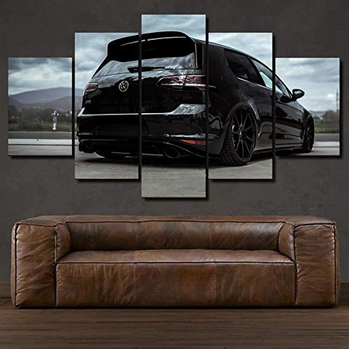 45Tdfc 5 Teilig Leinwand Wanddeko Golf Mk7 GTI Schwarz Super Car Malerei Leinwanddrucke Geschenk 5 Stück Leinwand Bilder Moderne Wandbilder XXL Wohnzimmer Wohnkultur 150X80Cm von 45Tdfc