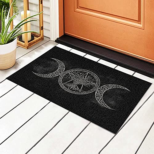 494 Door Mat 40X60cm Dreifacher Mond Mit Pentagramm Fußmatte rutschfeste Eingangstürmatte Waschbar Fußabstreifer Für Küche, Haustür, Flur von 494