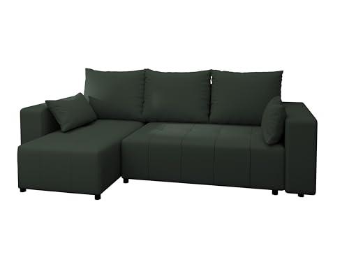 4ALL HOME Ecksofa mit Schlaffunktion Tico 246x145 cm - Couch - Sofa mit Bettkasten - Eckcouch - L-Form - Schlaffsofa - Schlafsofa mit Bettkasten - Universal (Neve 39 Grün) von 4ALL HOME