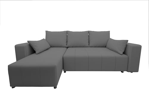 4ALL HOME Ecksofa mit Schlaffunktion Tico 246x145 cm - Couch - Sofa mit Bettkasten - Eckcouch - L-Form - Schlaffsofa - Schlafsofa mit Bettkasten - Universal (Neve 97 Graphit) von 4ALL HOME
