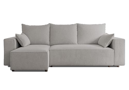 4ALL HOME Ecksofa mit Schlaffunktion Tobi 246x145 cm - Couch - Sofa mit Bettkasten - Eckcouch - L-Form - Schlaffsofa - Schlafsofa mit Bettkasten - Universal (Centaur 02 Hellgrau) von 4ALL HOME